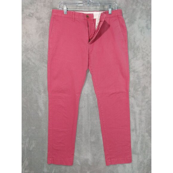 J Crew Pants Mens 32x32 Flex Chino Pink Slim Cotton Stretch Preppy Frat Boy - Picture 1 of 9